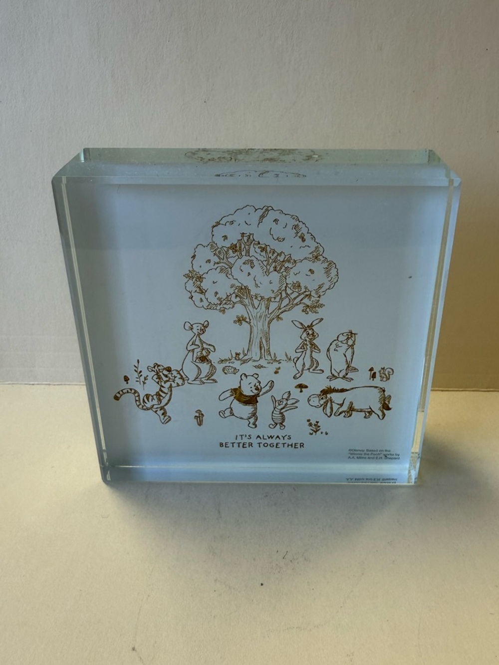 Winnie the Pooh 'It's Always Better Together' Clear Decorative Block Paperweight